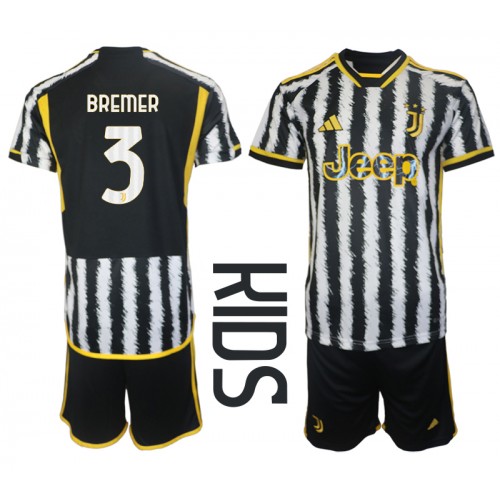 Maillot de foot Juventus Gleison Bremer #3 Domicile enfant 2023-24 Manches Courte (+ pantalon court)